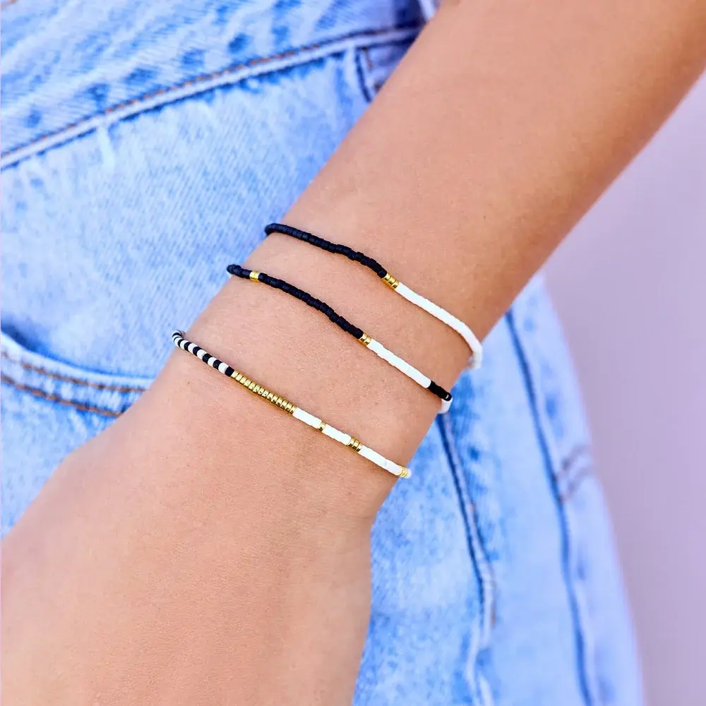 Pura Vida Monochrome Gold Stretch Bracelets - Set of 3