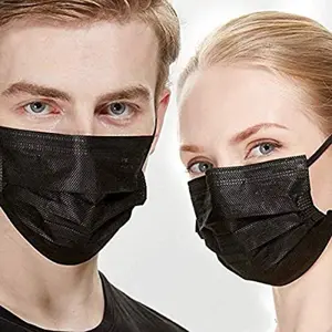 Fashionable black disposable mask! 50 pieces of 3-layer filters - breathable and stylish daily essentials, Breathable Face Mask
