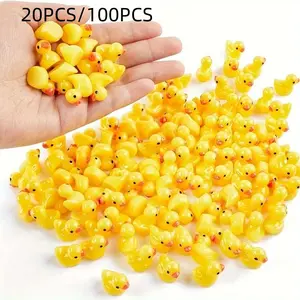 Mini Duck Statues, Cute 100-Piece Resin Animal Figurine Set, Resin Animal Sculptures for Miniature Garden, Garden Accessories, Aquarium, Home Decor, Party Games and Office Ornaments