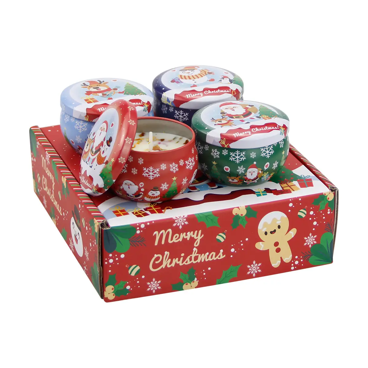 Christmas Candles Set - 4 Pack Christmas Candles Scented Gift Set, Christma Scented Candles Gift for Women, Aromatherapy Soy Wax Candle for Home Scented, Winter Holiday Scented Candles, Christmas Decorations