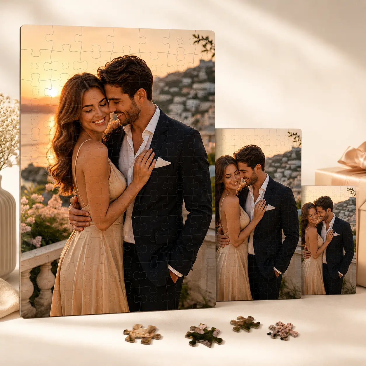 Personalized Couple Photo Puzzle, Custom Jigsaw Puzzle Gift for Date Night, Anniversary & Valentine’s Day