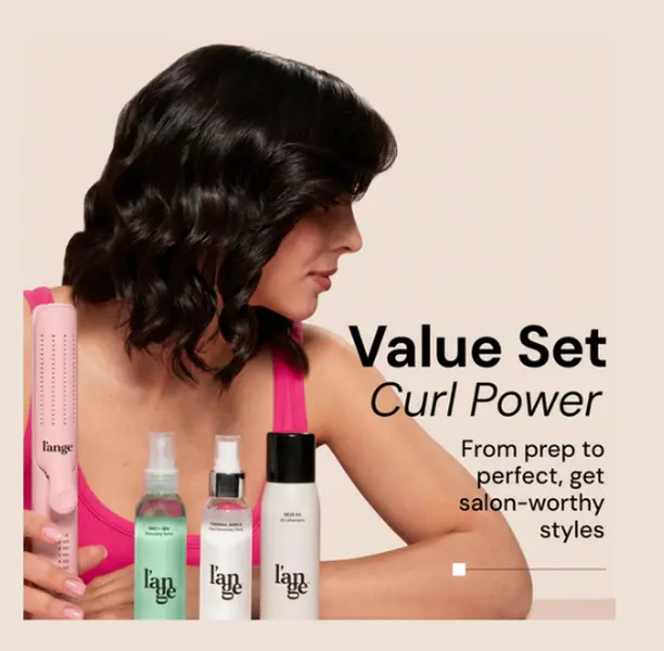 L'ANGE HAIR - Curl Power Value Set - Le Duo 2-in-1 360° Airflow Titanium Curling & Straightening Tool, Salt + Sea Texturizing Spray (4oz), Thermal Magique Heat & Humidity Tamer (4oz), Déjà Vu Dry Shampoo (3oz) Beauty Products (Plug-In Styling Set)