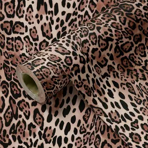 1 Roll 44.5CM Leopard Print Peel and Stick Wallpaper Waterproof Oil Proof Self Adhesive Removable Wall Paper DIY Cuttable for Home Wall & Furniture Renovation