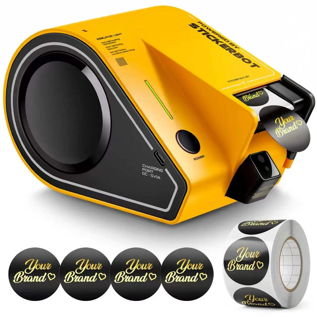 Automatic Sticker Dispenser—Multi-Size, Snap-in Preloaded Sticker Roll Cartridge—for Packaging, Gift Bags, Envelopes, Weddings & Events—Includes 750x1.5 Thank You Stickers
