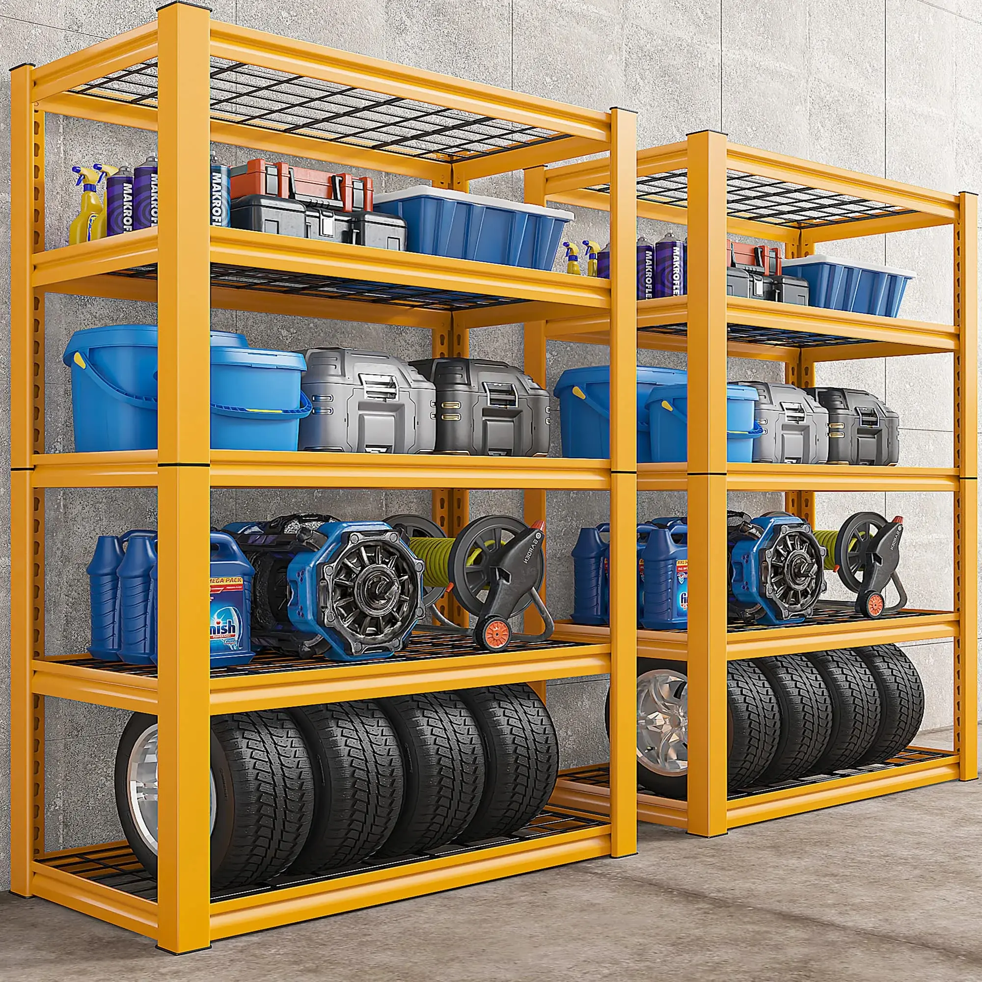 Raybee Furniture 40" W Garage Shelving Orange 2000LBS Heavy Duty Wire Industrial Metal Shelves, 5-Tier Adjustable with Detachable Connectors for Kitchen Storage