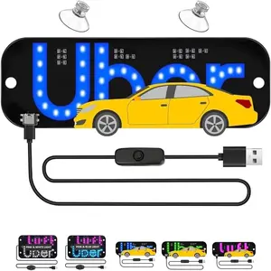LED Light Sign for Car, Taxi Sign Light Windshield Led Sign Car LED Decal with Suction Cups USB Plug for Cars, Trucks, SUVs(Blue)