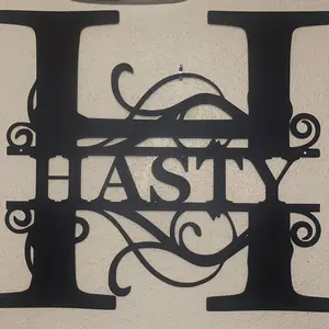 Custom Vine Monogram Metal Sign Wall Mount Sturdy Housewarming Outdoor/Indoor  House Sign