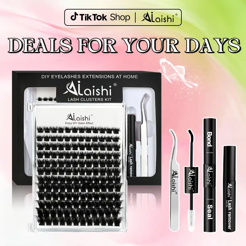 AILAISHI Classic Black and White 3D Eyelash Cluster Set, DIY eyelash extension 10-18mm, 144pcs D-curled soft natural eyelashes, with bond&seal, tweezers, remover , DealsForYouDays