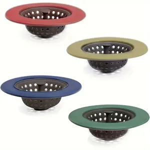 4PCS Silicone Kitchen Sink Strainer Stopper Waste Plug Sink Filter Waste Collector Bathroom Sink Drains Cover Sewer Hair Filter Tools