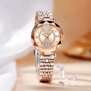 Luxury Unisex Crystal Diamond Watches Rose Gold Watch Diamond Dial Easy ReadTime Watch Elegant Dress Watch Bracelet Waterproof Watch