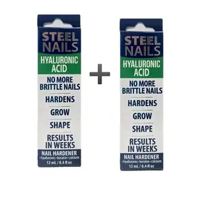 2 Pack Steel Nails Nail Hardener 12ml with Hyaluronic Acid Calcium Keratin Garlic for Stronger Softer Nails Results in Weeks Uñas de Acero