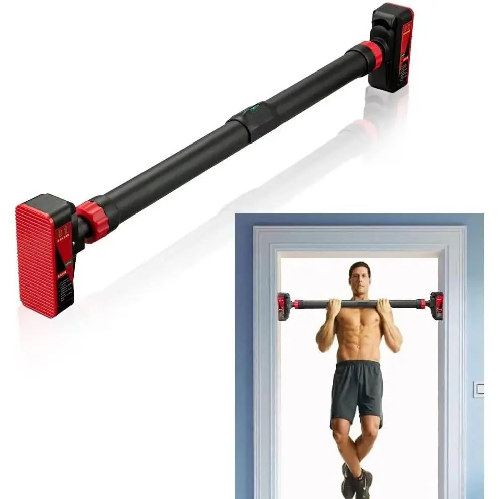 Pull Up Bar for Doorway, Strength Training Upper Body Workout Chin Up Bar with Level Meter and Adjustable Width No Screw Installation for Home Gym Exercise Fitness