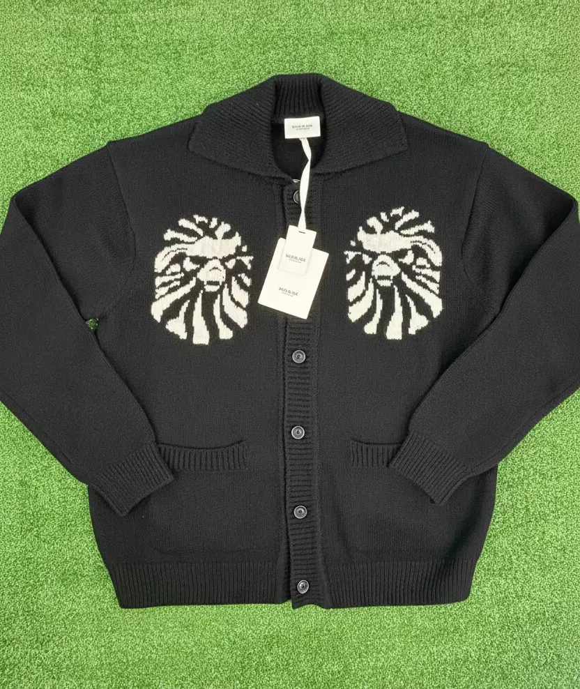 BAPE Black Japan Knitted Black Polo Cardigan Size L Retail: ($608.00)