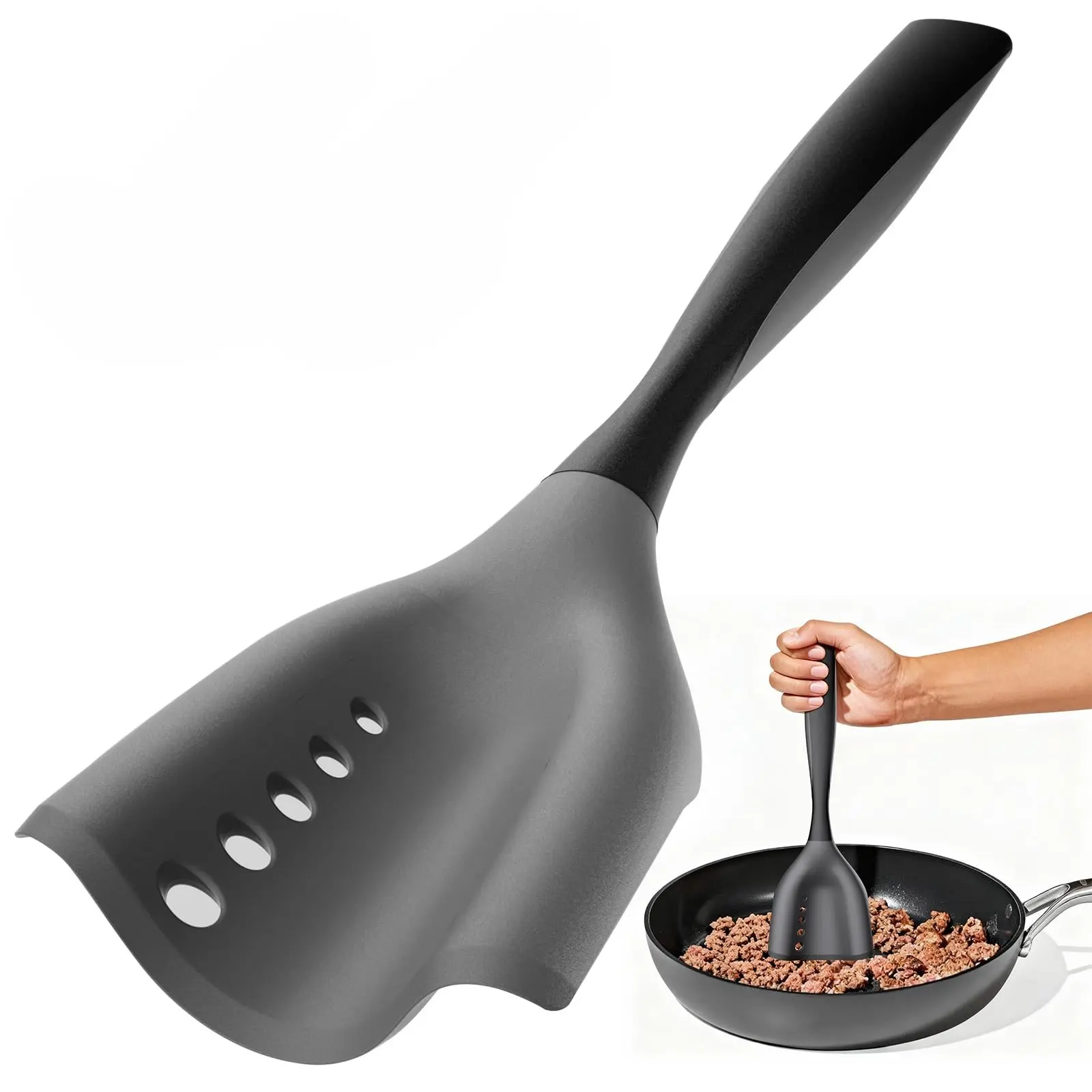 Premium Heat-Resistant Kitchen Utensil Mincing Spatula - Meat Chopper, Hamburger Grinder, Ground Beef Smasher, Potato Mix Tool, Meat & Poultry Tenderizer, Utensils