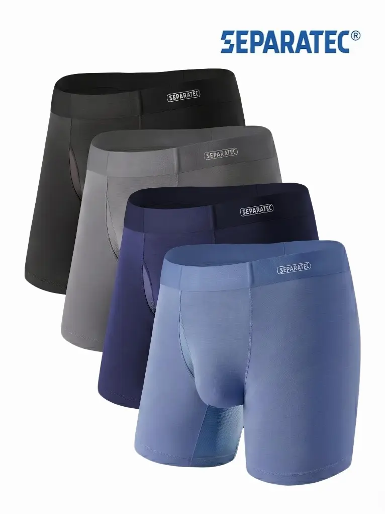 Separatec Men's Modal Boxer Briefs - 4 Pack Mensfashion Underwear, Spandex-Stretch Fabric, Separate Pouch, Breathable Mesh, Seamless Waistband, for Daily, Gym, Gifting, Thanksgiving, Easter, Romance, Halloween, Christmas