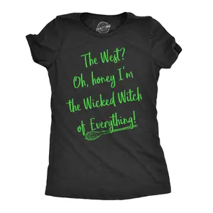 Womens Im The Wicked Witch Of Everything T Shirt Funny Halloween Tee for Ladies Funny Womens T Shirts Cute Vintage Fashion Casual Ladies T-Shirt Gift Halloween Tops for Women Funny Movie Top Women's Novelty Black