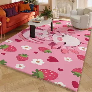 Christmas Strawberry, Non-Slip Backing, Polyester Mat, Floral Pattern Rug, Home Kitchen Decor, Holiday Gift Idea