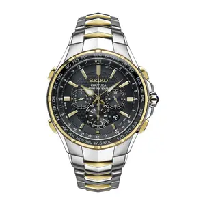 Seiko Men's Coutura Solar Two-Tone Stainless Bl ack Dial Watch
