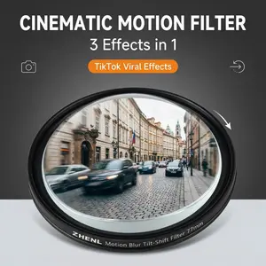 ZHENL 58-82mm Linear Prism Filter, 360° Rotating Tilt-Shift & Motion Blur Effect, Cinematic Special Effects Lens Filter for Mirrorless DSLR Portrait & Street Photography, No Post-Editing Needed Universal Adapter Set