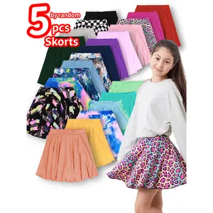 Girls' 5-Piece Random Multicolor Tiered Skorts with Back Leggings, School-Ready Multicolor Skirt