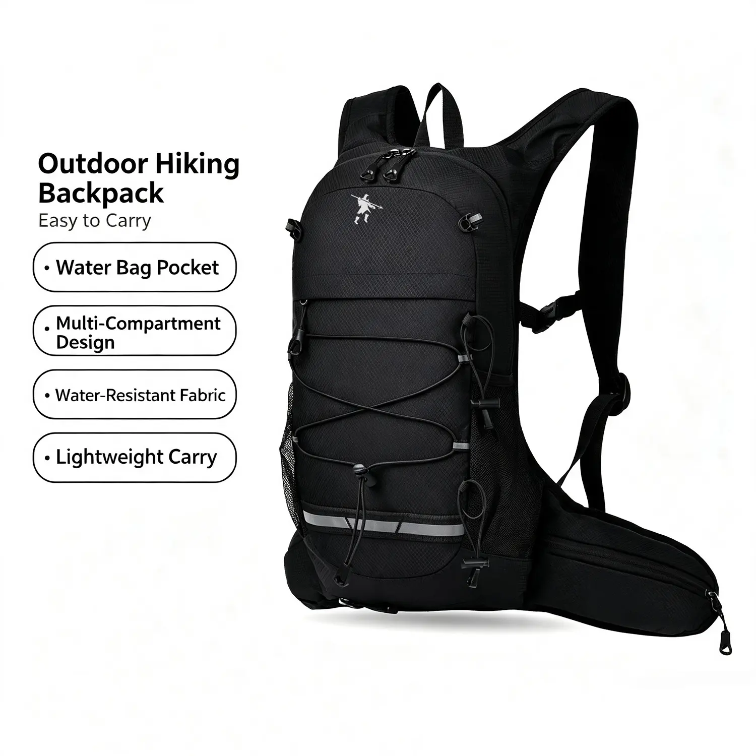 Tankye Trail Hiking Backpack - Lightweight, Breathable, Water-Resistant Tactical Outdoor Shoulder Bag with Adjustable Strap, Side Pockets, Trekking Pole Storage, Reflective Safety Strip for Cross-Country Running, Short Hikes