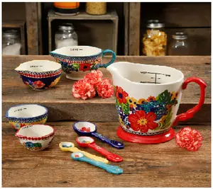 The Pioneer Woman Dazzling Dahlias 9-Piece Stoneware Measuring Set