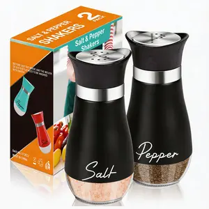 2pcs/Set Seasoning Bottle Set, Includes Salt & Pepper Shaker, Spice Grinder , 4oz Airtight Spice Jars, Functional Kitchen Accessories, Holiday Party Gift
