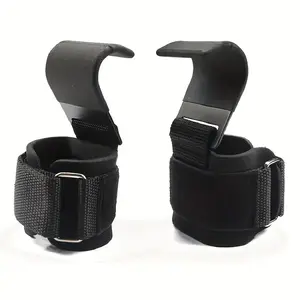 1 Pair Weight Lifting Hooks with Wrist Wraps Deadlift Hooks Wrist Grips, Thick Padded Non-Slip Workout Hook Neoprene Wrist Support Padding Power Hook Grip Gloves for Pull-ups Gym Strength Training Summervibes