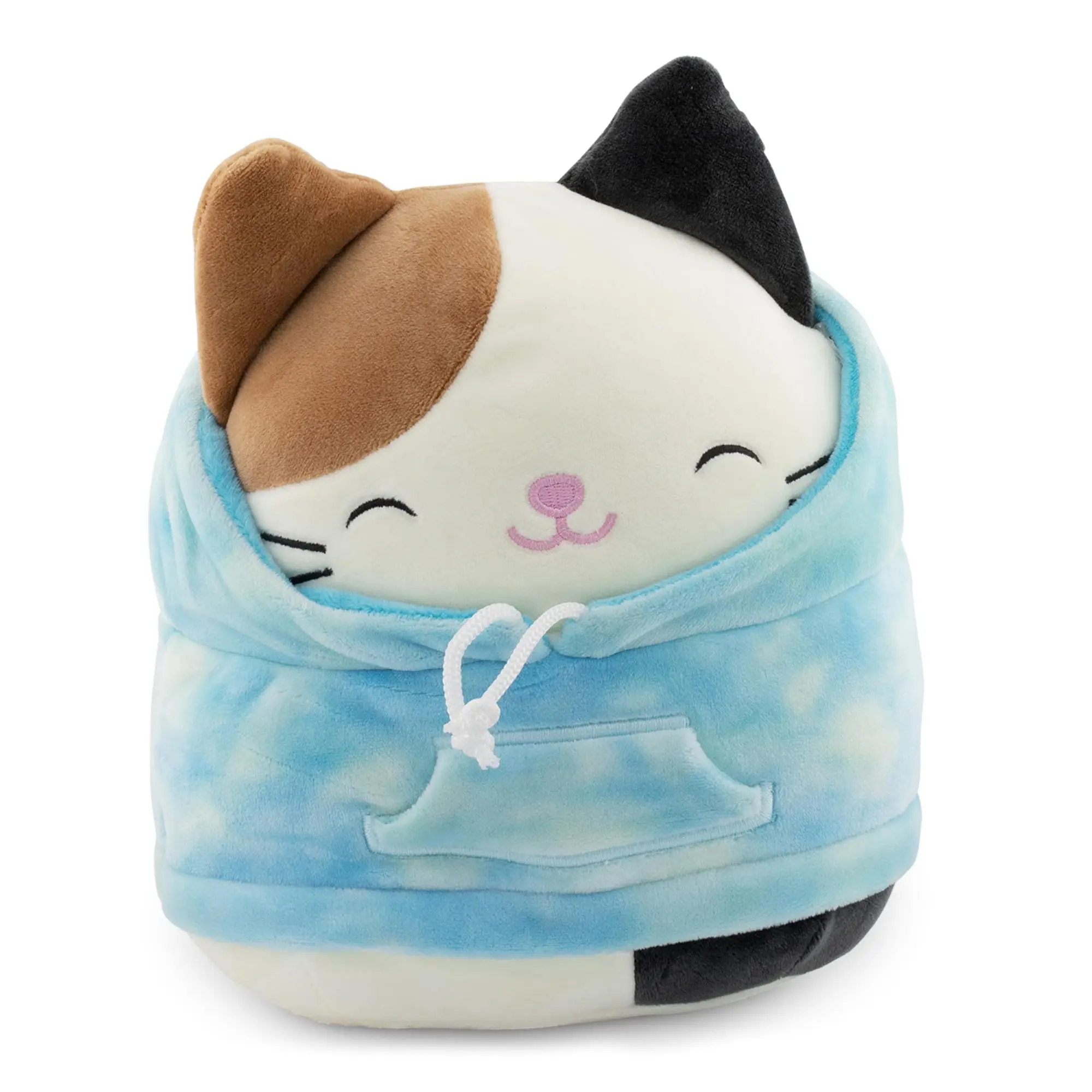 Squishmallows Hoodie Squad Soft Stuffed Toy, 8-in Cute Animal Design Huggable Collectible, Cam The Cat Plush Doll