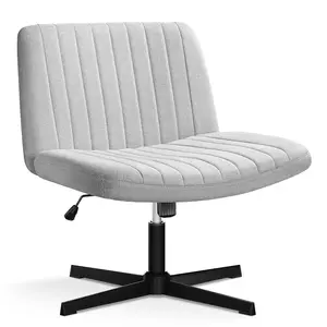 ANNWS Criss Cross Chair, Indoor Furniture Chair, Armless Legged Home Office Chair with Fabric Pad Seat, Height Adjustable Swivel Chair with No Wheel