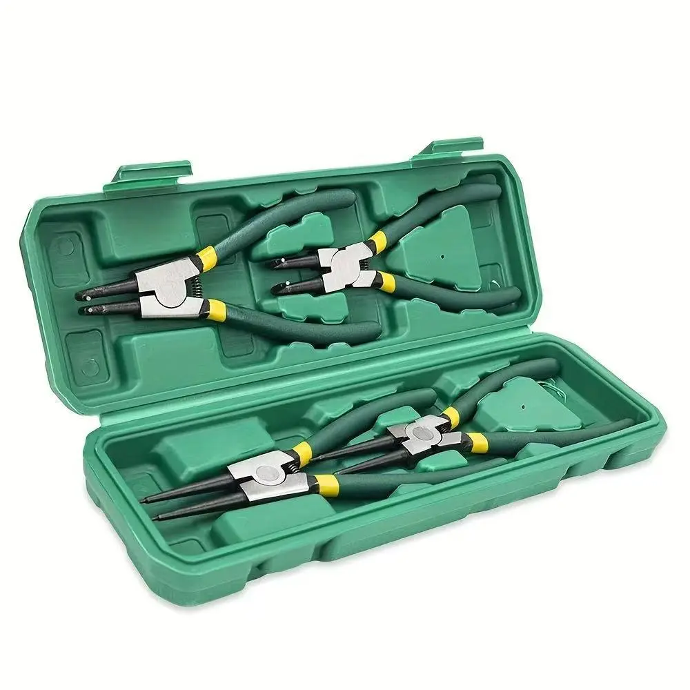 Durable 4-Piece Multifunctional Expansion Pliers Set - Spring Clamp Crimp Pliers for Internal-External Ring Retaining Circlip Use, Hand Tools for Outdoor Activities
