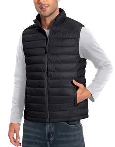 Pioneer Camp Men's Lightweight Puffer Vest Packable Water-Repellent Warm Quilted Sleeveless Outerwear for Work Casual Travel Flat Gilet Army Green