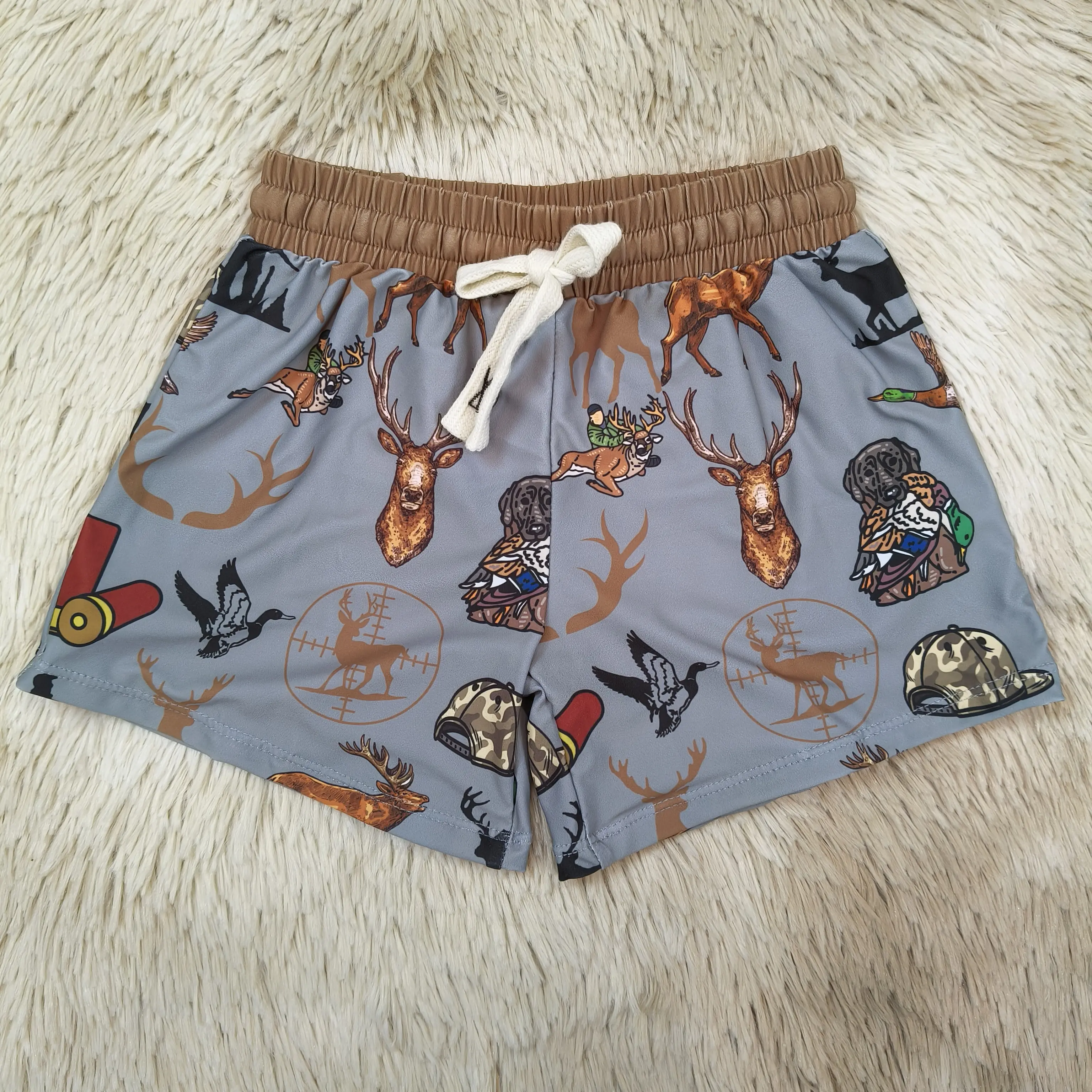 Boys' Swimsuit Shorts with Duck, Dog & Deer Print | Playful Summer Beachwear with Drawstring Waist, Sizes 3t-7t, Drawstring Fit, Young Boys, Multi-Size, Animal Motifs, 3-6M To 6-7T