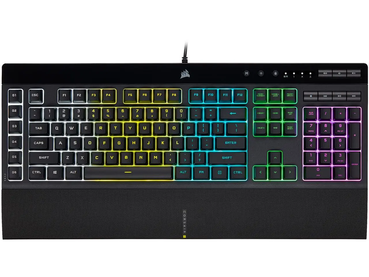 Corsair K55 RGB PRO Membrane Wired Gaming Keyboard – IP42 Dust and Spill-Resistant, 6 Macro Keys w/ Elgato Integration, iCUE Compatible – Black