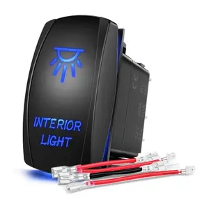 Nilight 5-Pin Laser Rocker Switch, 12v-24v Blue LED Illuminated Interior Switch with On/Off Control, Universal Fit, Includes Wiring Diagram