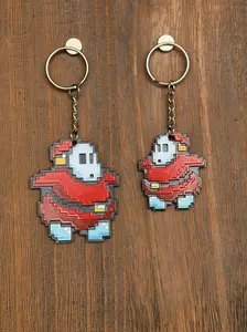 LyghtForge Creations Fat Shy Guy Pixel Art Keychain Retro Mario-Inspired Enemy 3D-Printed PLA+ Handmade for Gamers Collectors