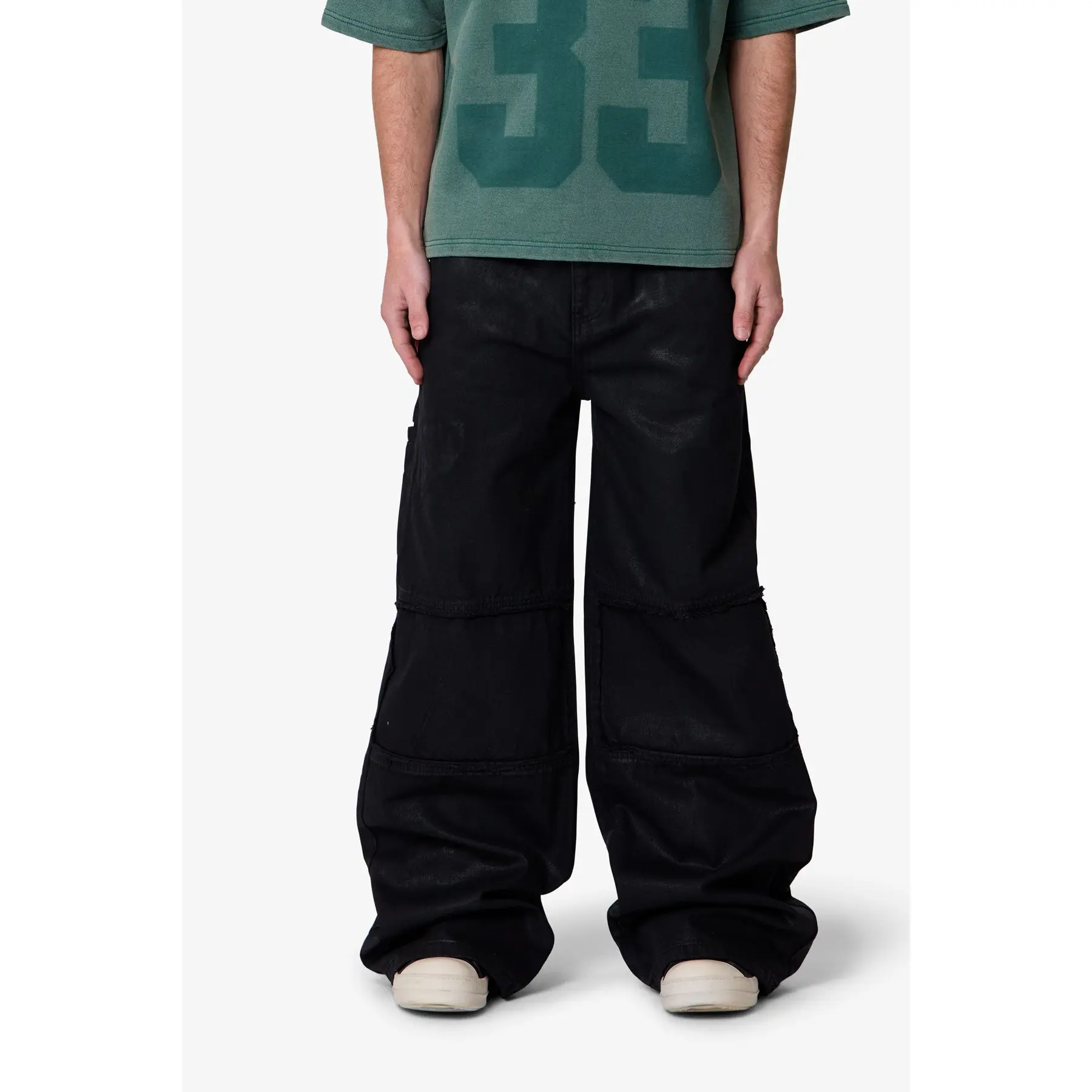 mnml Ultra Wide Waxed Work Pants - Black