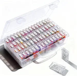 64 Grid Diamond Painting Storage Containers - Portable Transparent Diamond Art Storage with Adjustable Dividers & Sticker Labels for Art Kits, Beads, DIY Crafts, Jewelry Making Accessories