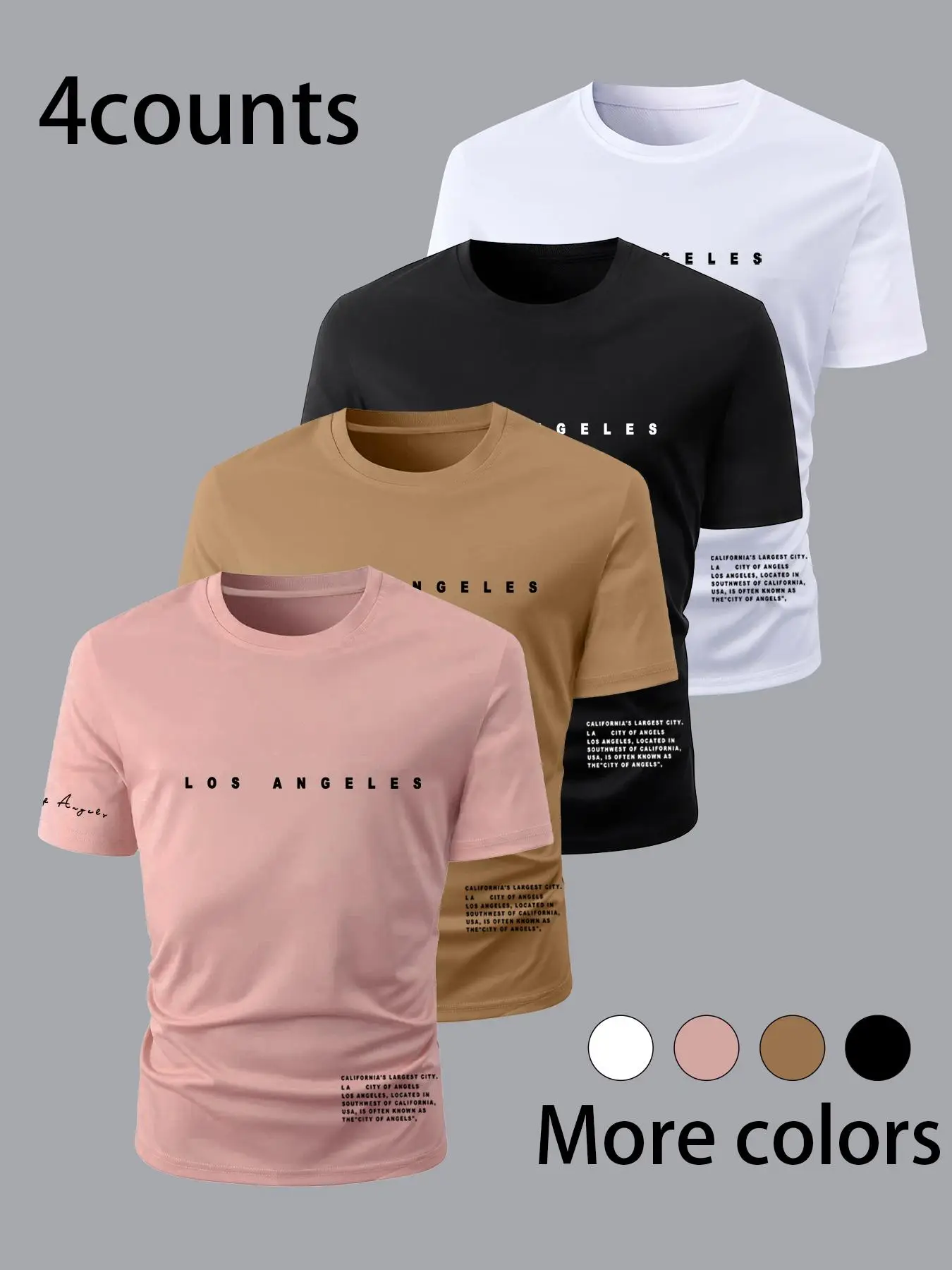Men's Letter Print Round Neck Tee, Regular Fit Casual Short Sleeve T-shirt, Men's Summer Top for Daily Wear