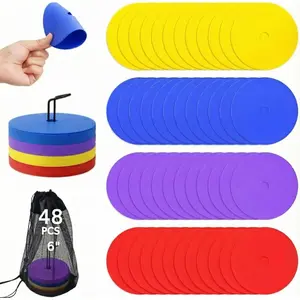 Flat Cones, 48 count 6 Inch Spot Markers, Flat Soccer Cones for , Field Court Markers, Soccer Disc, Practice Cones,  Equipment, Agility Practice, Football