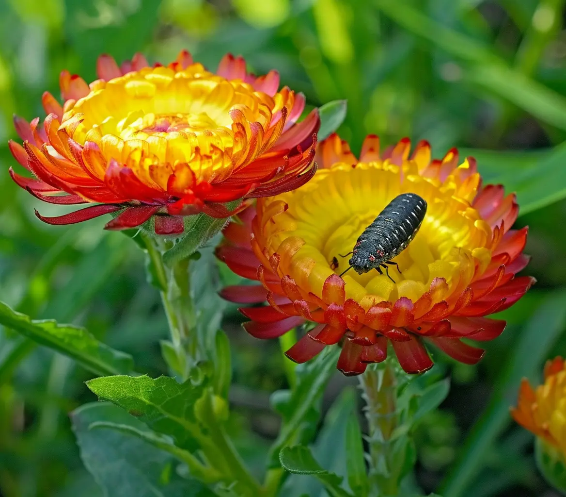 100+ Mix  large vibrant red and yellow strawflower bloo  Flower seed garden planting