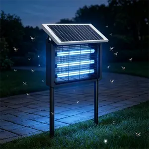 USB Rechargeable Solar Insect Zapper Light, 3 LED Tubes, Hanging or Standing, Cordless Outdoor Mosquito Killer for Backyard Porch Garden RV Camping