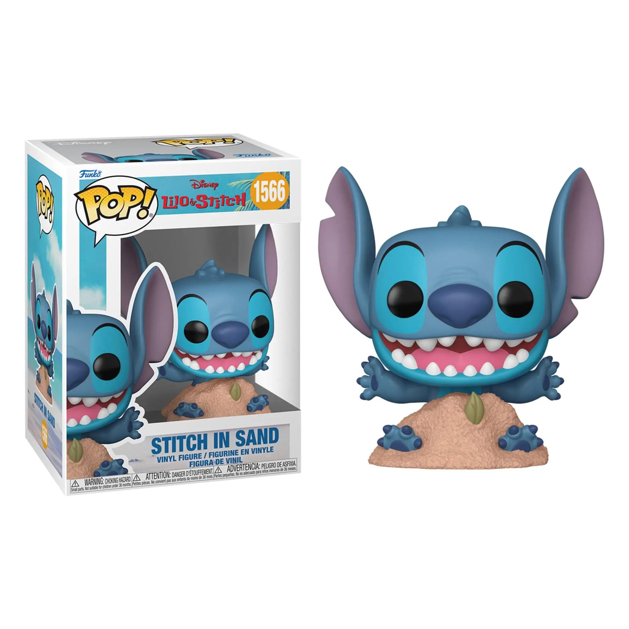 Disney Lilo & Stitch Funko POP Vinyl Figurine, Stitch in Sand Cute Collectible Toy, Age 12+ Action Figure for Toys & Hobbies Enthusiasts