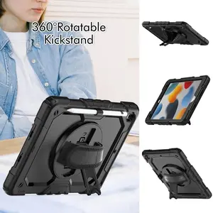 LIMITED TIME- FREE iPad Pencil! ShockGuard 360° Rotating iPad Case with Pencil Holder, Hand Strap, Kickstand, Shoulder Strap, and Screen Protector – iPad 9/8/7th Gen (10.2”), Durable Silicone, Kid/Student/Professional/adult, Lightweight Protective Case