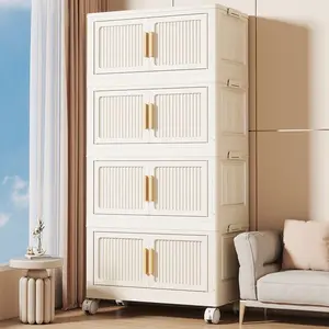 Foldable Storage Cabinet, Multi-Layer Organizer for Living Room & Bedroom, Snack Cabinet, Toy Organizing Box, Home Use, Drawers