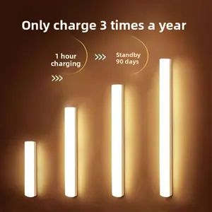 Human Body Sensor Light, Three-Color Rechargeable Magnetic Self-Adhesive Cabinet Light, Bedside USB Wardrobe Automatic Sensing LED Night Light