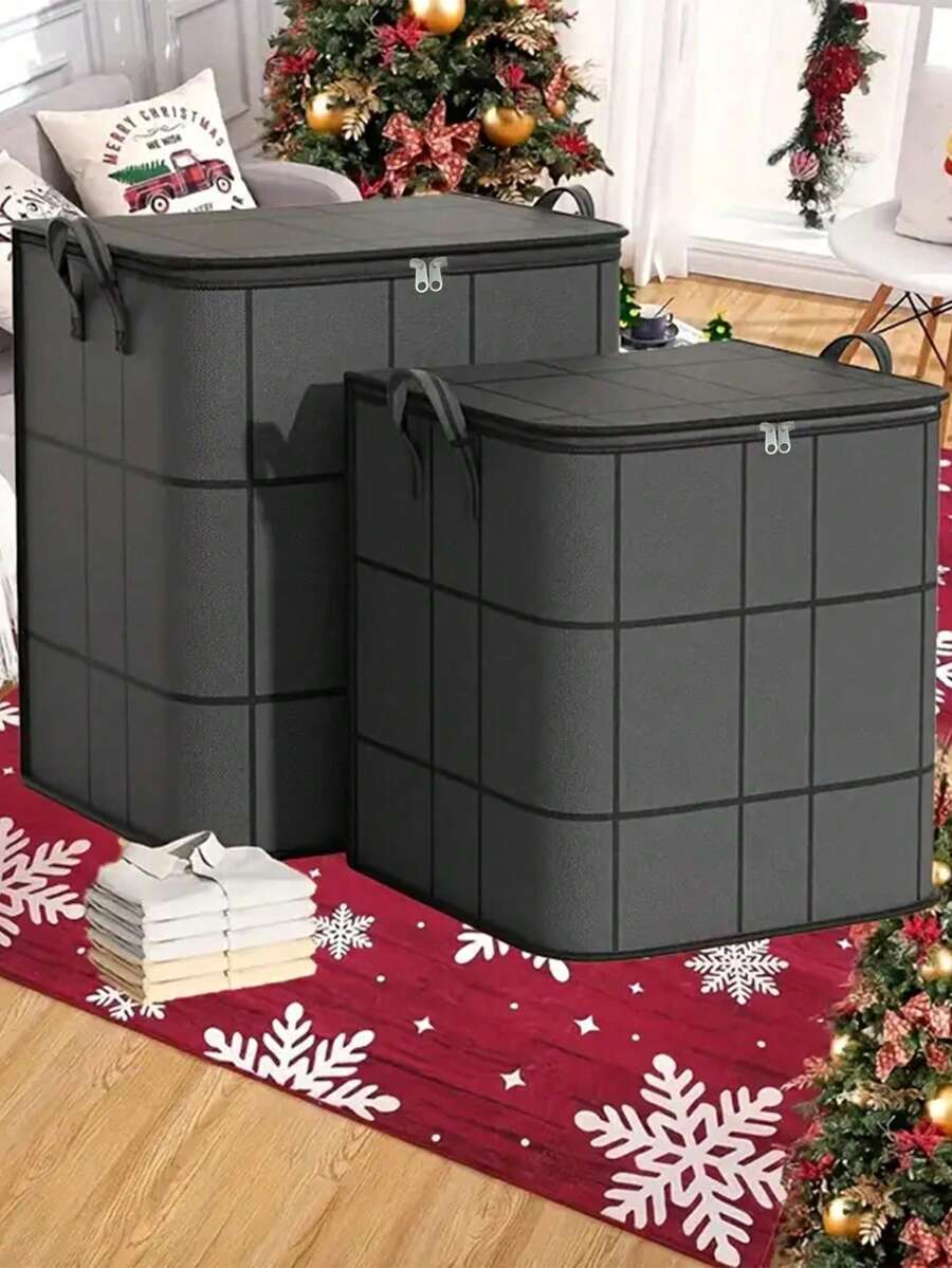 1/4pcs Thick Large Capacity Movable Garment Storage Bag, Wardrobe Storage Bag, Clothes & Quilt Storage Bag, Seasonal Clothing Storage Bag, Blanket & Clothing Moving Thick Woven Bag, Foldable Portable Storage Bag