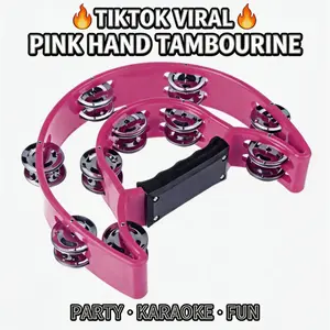 Half Moon Tambourine Double Row – Metal Jingles Hand Drum, Loud & Bright Sound for Music & Party Fun