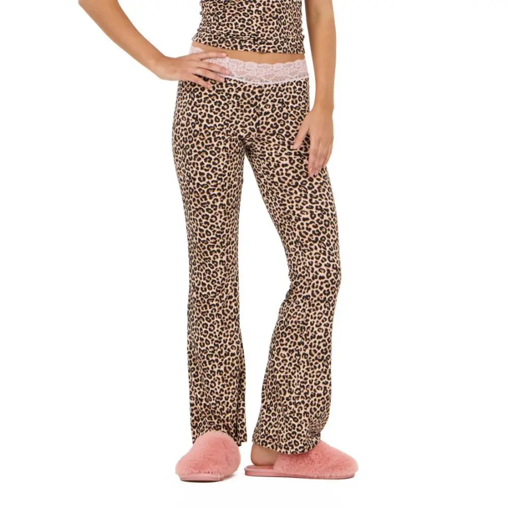 Forever 21 loungewear flare pant with lace waistband., Bottom, Lady, Women, Flare Cut, Clothes