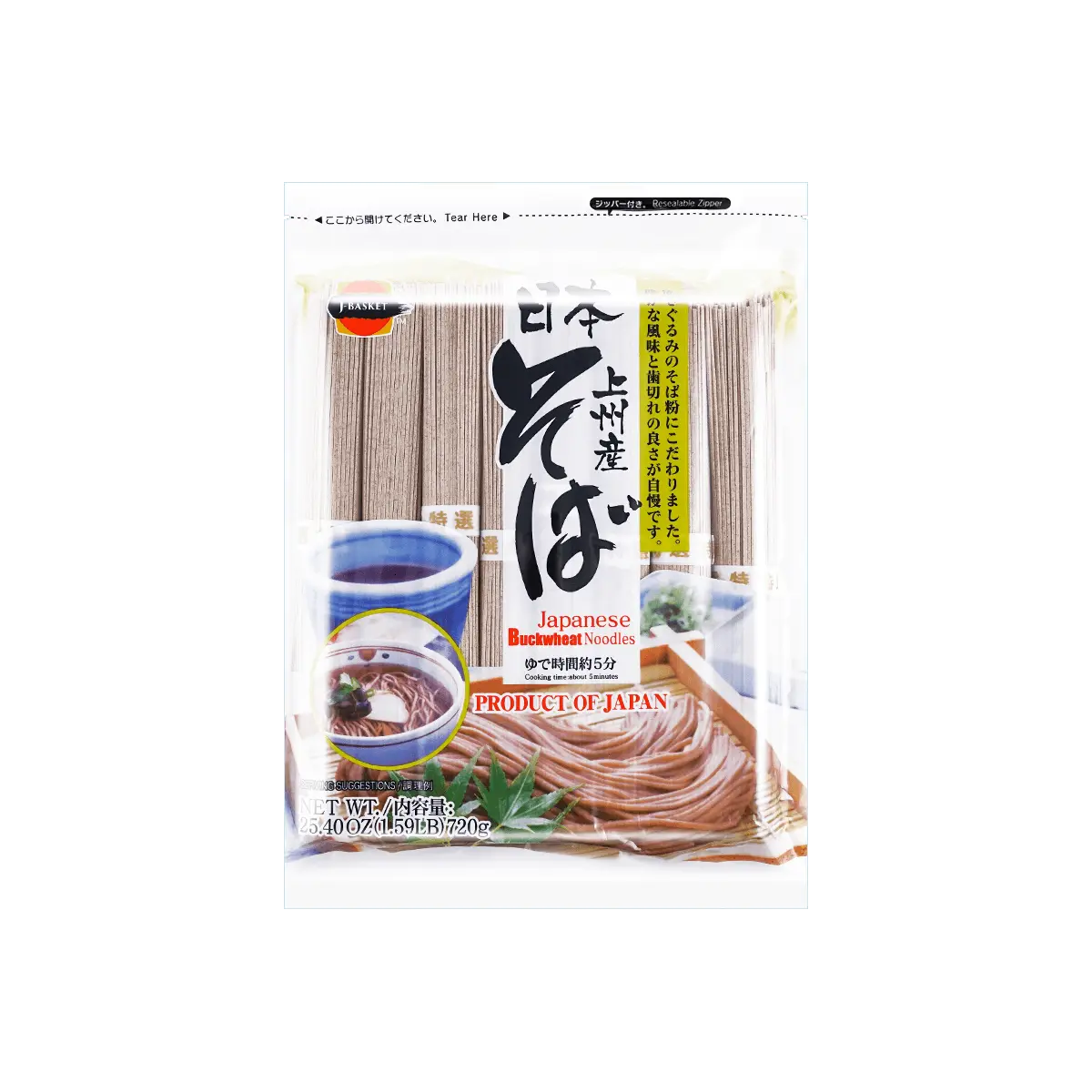 J-BASKET Japanese Soba Noodles 720g Authentic Joetsu Style
